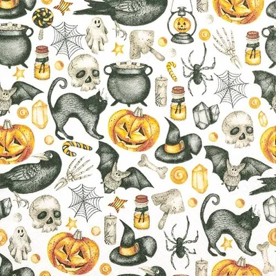 Produktbild von 20 Servietten Hokus Pokus - Halloween-Symbole 33x33cm