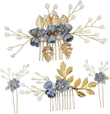 Produktbild von Blumenhaarkämme und Haarnadeln mit Strasssteinen für Brautfrisuren und Hochzeitsaccessoires