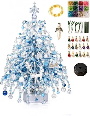 Produktbild von DIY Weihnachtsbaum Bastelset – 3D Perlen Weihnachtsbaum – Kristallperlen Set – mit bunten Perlen und Anhängern – Weihnachtsdeko – Stil B Winterzauber