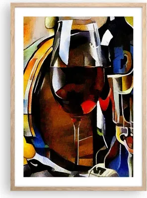 Produktbild von Gerahmtes Poster - Rahmen in heller Eiche - Wein Abstraktion - 50x70 cm - Wand Bild - Wanddeko - Wandbilder - Kunstposter - Wandposter - Bilderrahmen - Bilder - Kunstdruck - Wandbild - P2NPA50x70-3477