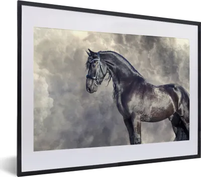 Produktbild von MuchoWow® MuchoWow® Gerahmtes Poster Friese - Pferde - Porträt 40x30 cm - Poster mit zchwarzem Bilderrahmen - Bilderrahmen - Poster im Rahmen