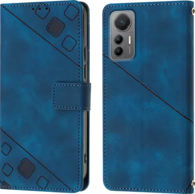 Produktbild von Hülle für Xiaomi 12 Lite Prägung Flip Leder Brieftasche Schutzhülle mit Ständer Blau