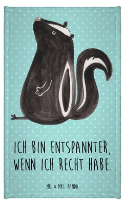 Produktbild von Mr. & Mrs. Panda Handtuch Stinktier Sitzen - Türkis Pastell - Geschenk, Büro, Spruch, Recht, Gäste-WC, gäste wc, Raubtier, Gästetuch, Klein, Wildtier, baumwolle