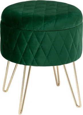 Obrázek produktu pro Sametová komoda - Zelená - S úložným prostorem - Komoda a podnožka - 2v1 - 31×31×36cm