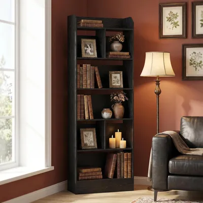 Produktbild von Bücherregal mit 6 Fächern, 24 x 60 x 170 cm, Schwarz | Bücherschrank, Standregal, Aufbewahrungsregal, für Wohnzimmer Büro Schlafzimmer