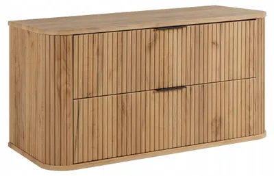 Zdjęcie produktu dla Szafka Łazienkowa Wisząca Pod Umywalkę 100 Cm Dąb Ryflowane Fronty Elesan