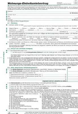 Produktbild von Wohnungs-Einheitsmietvertrag 4 Seiten gefalzt auf A4 + Wohnungsgeberbescheinigung Packung mit 50 Stück