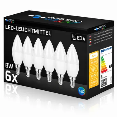 Produktbild von MasterLED LED-Kerzenlampen E14 C37 8W 680lm 2700K Warmweiß 230V 6er-Set