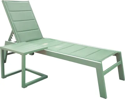 Produktbild von Set Sonnenliege und Beistelltisch BARBADOS aus salbeigrünem Textilene - salbeigrünes Aluminium