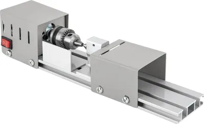 Produktbild von Mini Holz-Drehbank und Polierer - Mini/Micro Drehmaschine - 30,5 cm Spitzenweite - Drehzahl regelbar - Präzisionsfutter - Elektrisch 220 V - Für Holz - Silber