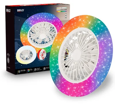 Immagine prodotto di Briloner Tuuletin A Ventilatore da soffitto con luce, lampada da soffitto, dimmerabile, telecomando, CCT, RGBIC, bianco, Ø48,5 x 14 cm
