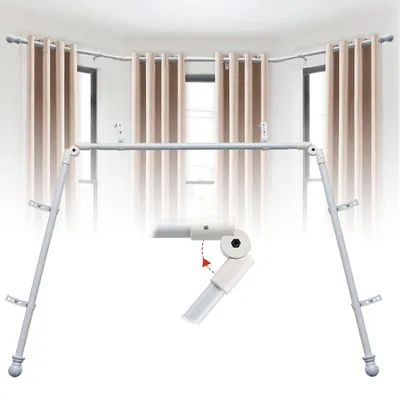 U-förmige Vorhangstange faltbar Weiß 76-460 cm Metall