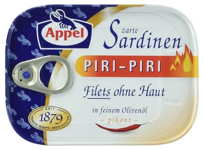 Obrázek produktu pro Appel Filety ze sardinek Piri Piri v olivovém oleji bez kůže pikantní 105g
