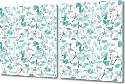 Produktbild von Glas-Herdabdeckplatte Glaskeramikkochfeld-Abdeckung Spritzschutz - 2x 40x52 cm - Aquarell Quellblatt