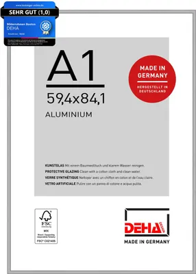 Produktbild von DEHA Design Aluminium Bilderrahmen Boston, 59,4x84,1 cm (A1), Silber Matt