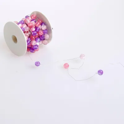 Produktbild von Feine Drahtkordel mit Perlen - 5mm - 10m - col. 24 zartrosa-rosa-flieder - 78530-5-10-24