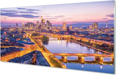 Produktbild von Glasbilder 140x70 Wandkunst Berlin Nachtpanorama