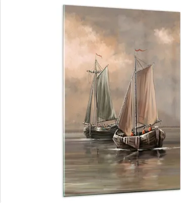 Produktbild von Bilder auf glas - Einteilig - Meer Boot Fischer - 80x120cm - Glasbilder - Wandbilder - Bilder - zum Aufhängen bereit - Wanddekoration aus Glas - Glas Bilder - Wandbild auf Glas - GPA80x120-3514