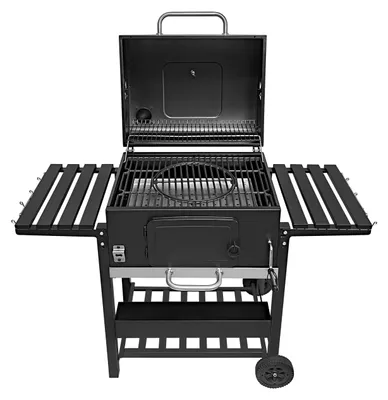 Image de Barbecue au charbon XL avec fumoir - Surface de cuisson : 57 x 41,5 cm - Noir