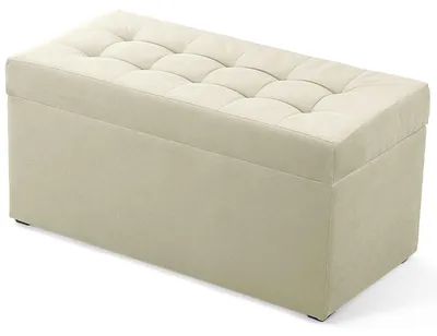 Produktbild von MG Design Polsterhocker Beige 45x90 cm - Stauraum 100L, bis 300 kg, matt & pflegeleicht, für Wohnzimmer & Flur