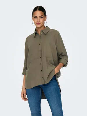 Productafbeelding van Blouse. Kraag. Wijd uitlopende mouwen. Manchetten. | Maat XS