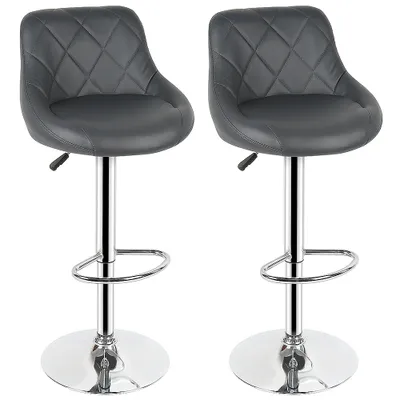 Produktbild von 2er Set Barhocker Barhocker Kunstleder höhenverstellbar 360°drehbar Gestell Grau
