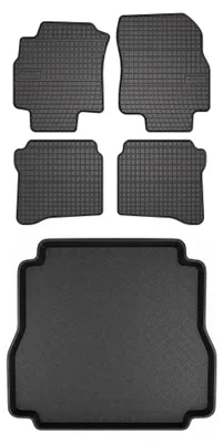 Imagen del producto de Alfombrillas de goma + bandeja de maletero para Nissan Primera P12 2001-2007 (familiar) – juego de 5 piezas, negras, a medida – Wielganizator SolidPRO