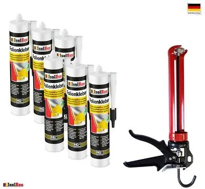 6 x Folienkleber Dichtkleber + HQ Auspresspistole SET Dampfbremse Dampfsperre