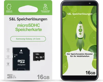 Produktbild von microSD Speicherkarte S&L für Samsung Galaxy J4 Core - Speicherkapazität: 16 GB