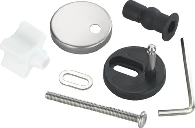 A collection of toilet seat mounting hardware.