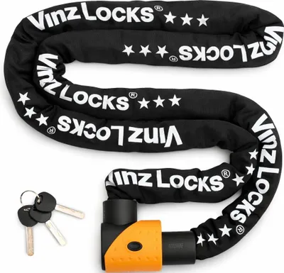 Produktbild von VINZ Jannu Kettenschloss ø10mm | ART 3 Zertifikat | Schloss für Roller E-Scooter Motorrad Moped E-Bike & hochwertiges Fahrrad | sicheres Rollerschloss Motorrad Kette | 100-200 cm (200cm)