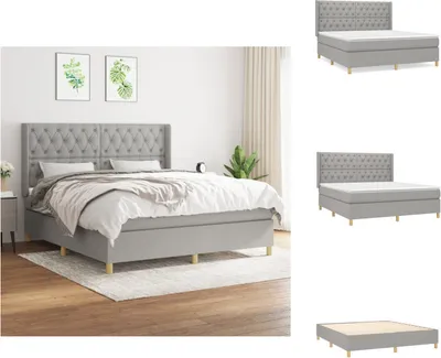 Produktbild von vidaXL Boxspringbett mit Matratze Hellgrau 160x200 cm Stoff -  Betten & Bettgestelle