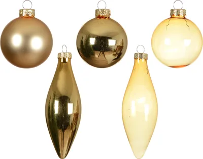 Produktbild von Weihnachtskugeln Glas 6-11,7cm 10er Set - Hellgold