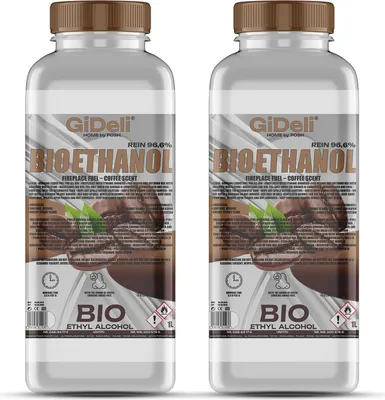 Zdjęcie produktu dla Bioetanol o zapachu kawy 96,6% 2 l do kominków uniwersalnych, bez dymu i sadzy GiDeli