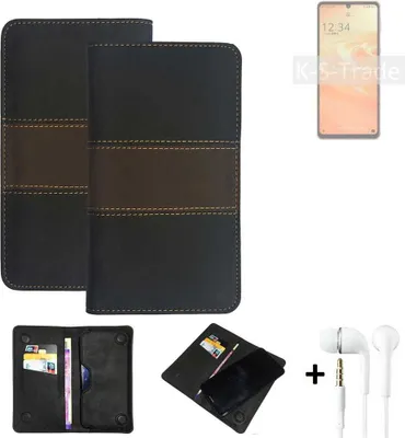 Produktbild von K-S-Trade Handyhülle + Kopfhörer kompatibel mit Sharp Aquos Sense6 Schutzhülle Walletcase Bookstyle Tasche Schutz Case Hülle Wallet Cover