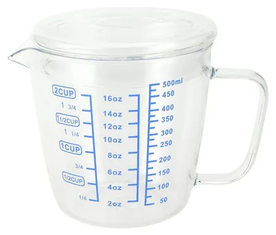 Messbecher aus Borosilikatglas, 500 ml, mit Deckel und Griff