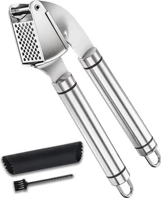 Image de Ustensile de cuisine pratique, presse-ail en acier inoxydable, lavable au lave-vaisselle, couleur argent