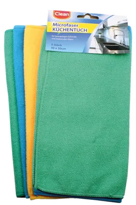 Produktbild von CLEAN Mikrofasertücher, 3er-Set in verschiedenen Farben, 30 x 30 cm
