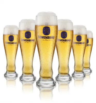 Produktbild von 6x Löwenbräu Glas 0,5l Weißbierglas Hefeweizen Gläser Set Brauerei Bayern Gastro