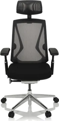 Obrázok produktu pre hjh OFFICE High End Kancelárska stolička INSPERO Ergonomická kancelárska stolička s podrúčkami Látka/Sieťovina Čierna otočná stolička pre kanceláriu, domácnosť