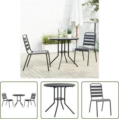 Produktbild von The Living Store Gartenstuhl-Set 3-tlg. Stapelbar Pulverbeschichteter Stahl