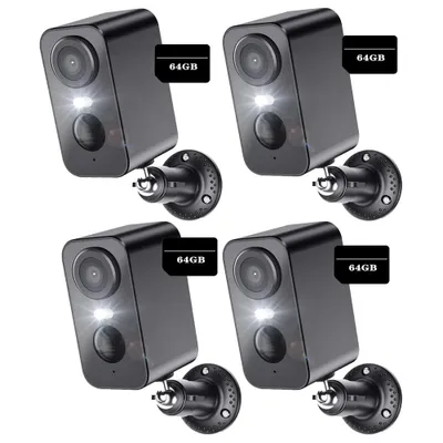 Produktbild von 4 Stück 3MP WLAN ÜBERWACHUNGSKAMERA AKKU FUNK IP NETZWERK HD AUßEN BEWEGUNGSMELDER 3MP 64GB TF Karte