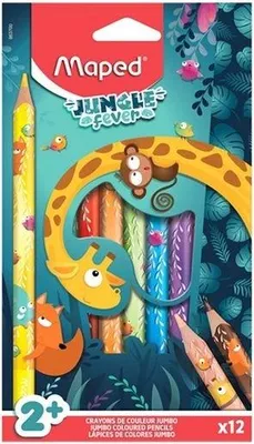 Immagine prodotto di maped 861400 JUNGLE fever Jumbo Wachsmalstifte farbsortiert, 12 St.