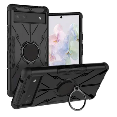 Obrázok produktu pre Pre Google Pixel 6a Design Ring Hybrid Cover Puzdro na mobilný telefón Black