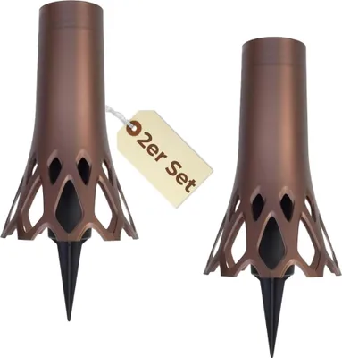 Produktbild von 2er Set Grabvase mit Erdspieß Friedhofvase Grabschmuck Blumenvase Friedhof Steckvase Grab Vase zum stecken bronze 1 L Frostsicher