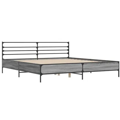 Produktbild von Bettgestell Grau Sonoma 200x200 cm Holzwerkstoff und Metall