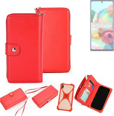 Produktbild von K-S-Trade 2in1 Schutzhülle Portemonnee Handyhülle mit Bumper kompatibel mit Samsung Galaxy A71 Hülle Case Etui Geldbörse Smartphone rot (1x)