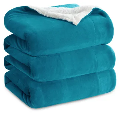 Obrázok produktu pre BEDSURE Sherpa, plyšová deka, 220x240 cm - deka na pohovku, tyrkysová farba