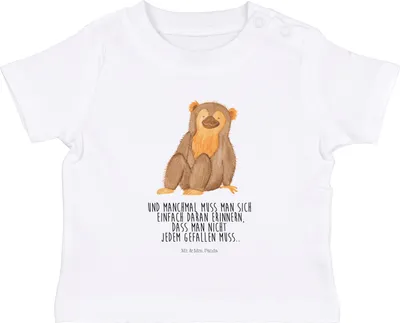 Produktbild von Mr. & Mrs. Panda Babyshirt Affe 6. - 12. Monat - Weiß - Geschenk, Selfcare, Afrika, Motivation,  T-Shirt, Kinder, Baby Oberteil, Affen, Kleinkind Shirt, Organic, Liebe