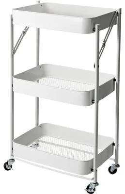 Zdjęcie produktu dla Wózek kuchenny składany 3-poziomowy, metalowy, 45,5 x 29,5 x 77 cm